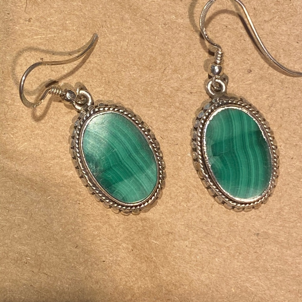 Vintage Sterling silver Malachite earrings